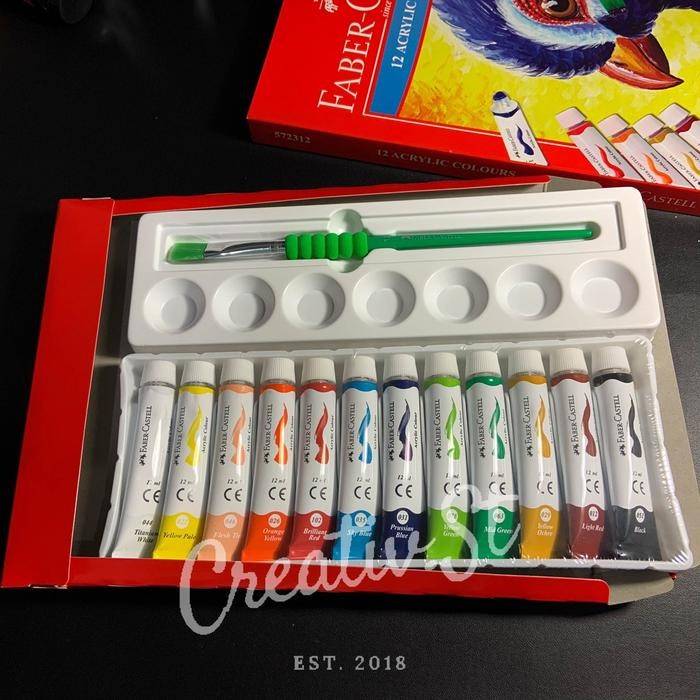 

FABER CASTELL FABER-CASTELL CAT AKRILIK ACRYLIC PAINT 12 WARNA SET 12 ML SET PAINT CAT LUKIS
