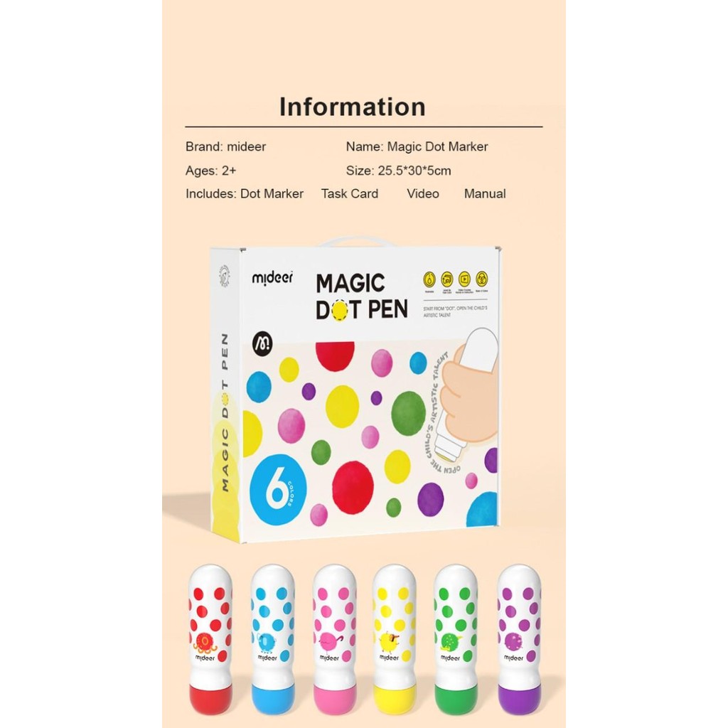 

MIDEER MAGIC DOT MARKER MAINAN EDUKASI ANAK SPIDOL BULAT 6 WARNA