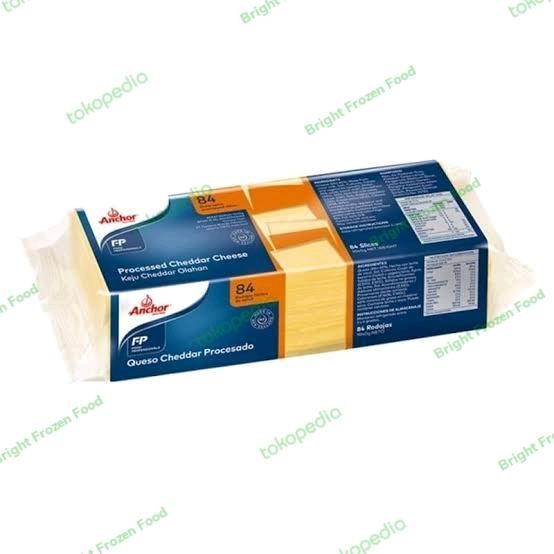 

BARANG TERLARIS anchor processed cheddar cheese 84 slices keju orange colour 1kg