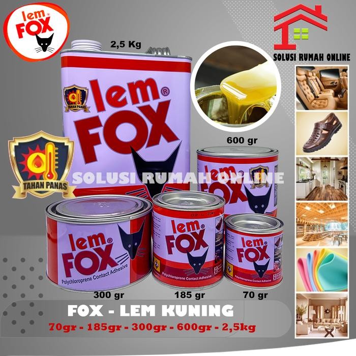 

Lem Fox Kuning Serbaguna 70 Gr 185 Gr 300 Gr 600 Gr 2.5 Kg / Galon Lem Hpl Vinyl Kaleng Merah