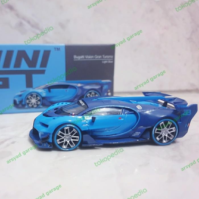 diecast Mini gt Bugatti vision grab turismo light blue no 266 mulus