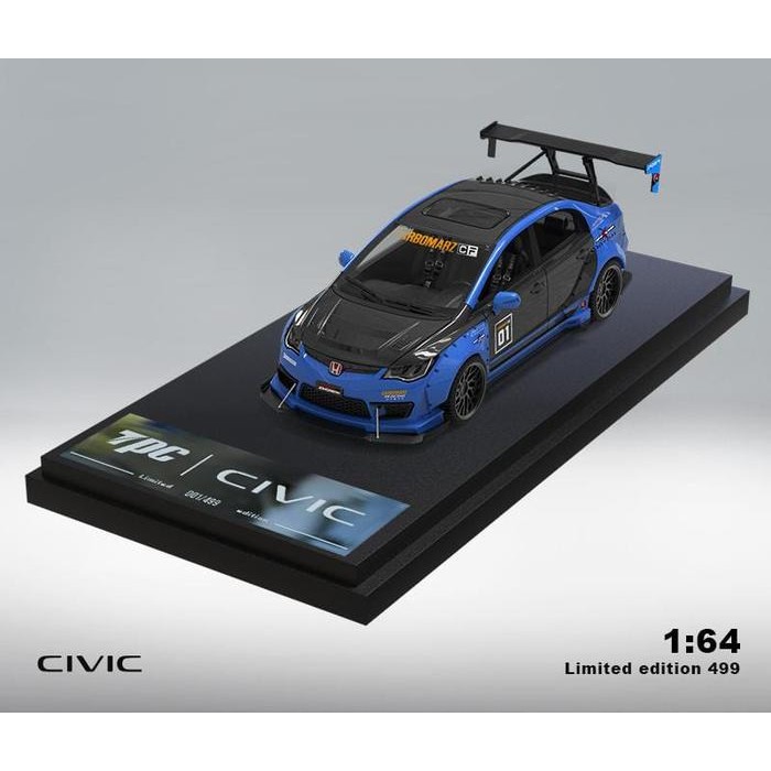 TPC 1/64 Honda Civic FD2 Modified Blue Diecast