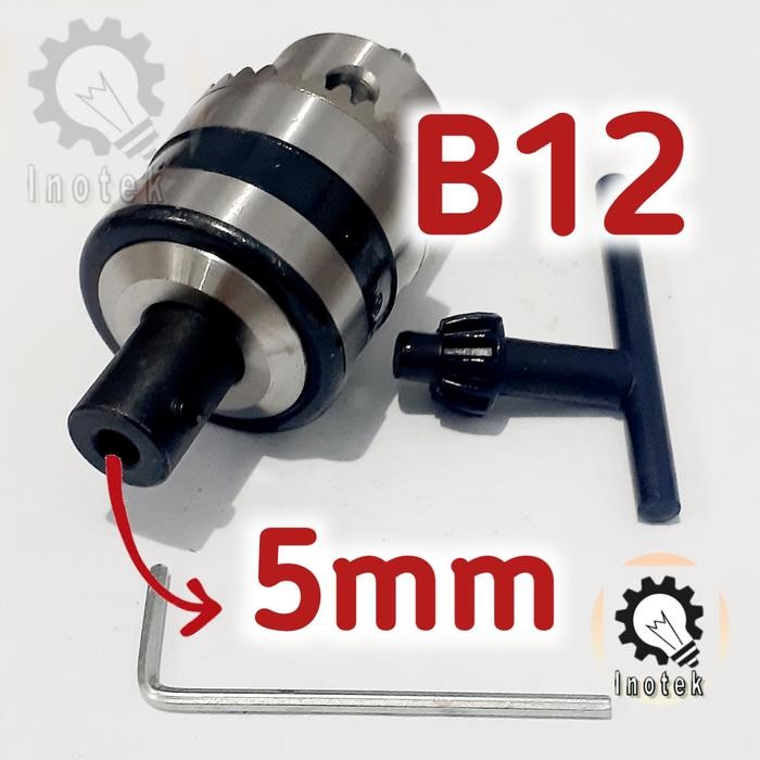 Chuck B12 dan Arbor Connector Ke As 5mm bisa untuk Motor DC 775