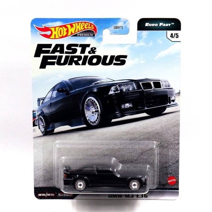 BMW M3 E36 Black Fast & Furious Euro Fast Hotwheels Premium Diecast