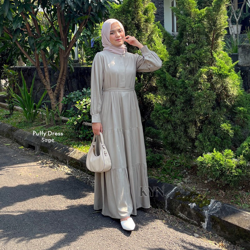 KYN Puffy Dress - Dress Korean Style Gamis Wanita Bahan Rayon Twill Premium