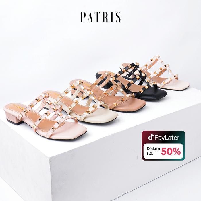 Patris Aleira Sandal Wanita Heels / Hak 3 Cm Black Merah Sendal