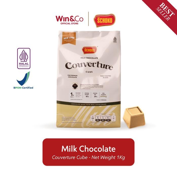 

SCHOKO Milk Chocolate Couverture Cube - 1 Kg / Coklat Kovertur Dadu