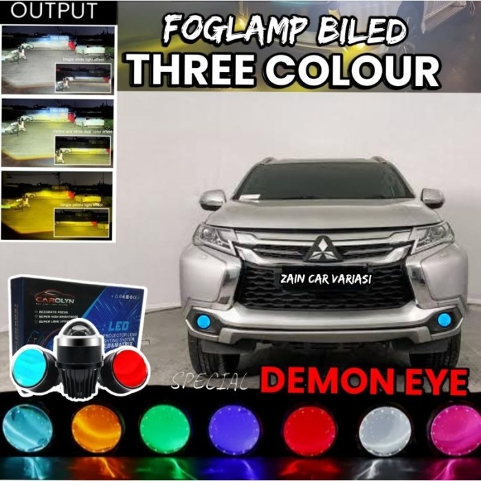 FOGLAMP BILED 3 WARNA PAJERO DEMON EYE LAMPU VARIASI MOBIL Q8 Q3 SUPER