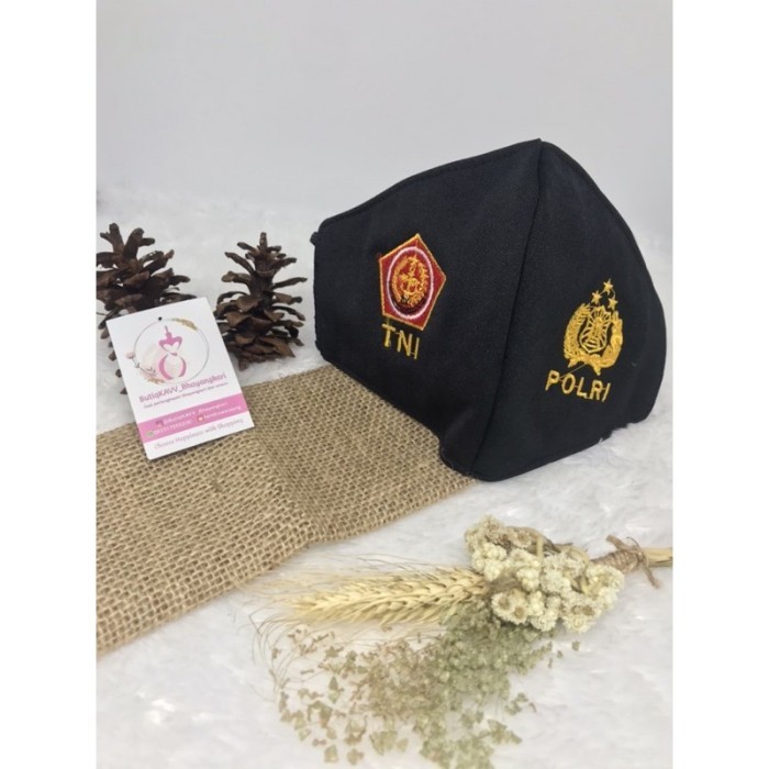 Terlaris MASKER KAIN TNI/POLRI LOGO BORDIR