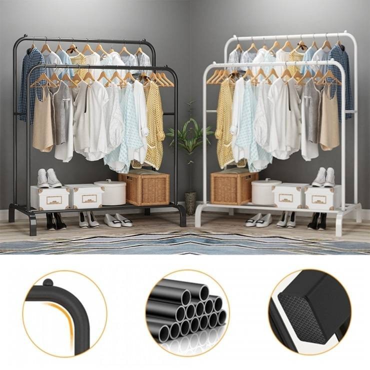 Bisa Cod Stand Hanger Gawang Besi Kuat Putih Hitam Butik Display Gawangan Gantungan Baju Stand
