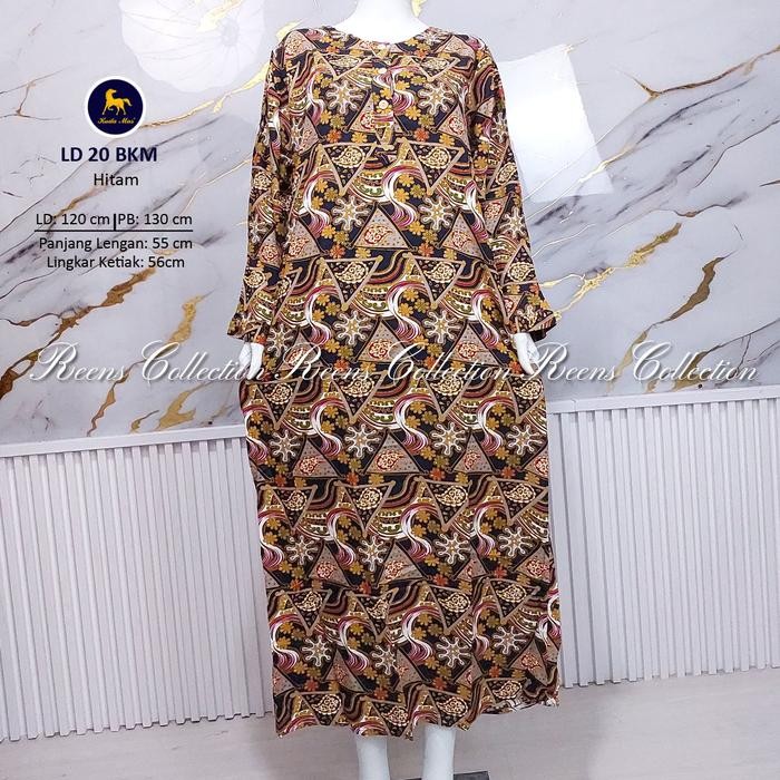 New Batik Kuda Mas Longdress 20 Ld 120Cm Daster Lengan Panjang Semata Kaki 3 Kancing Busui Daster
