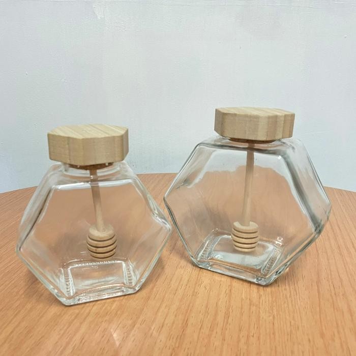 KEMASAN BOTOL KACA MADU HEXAGONAL Hexagonal Honey Glass Jar