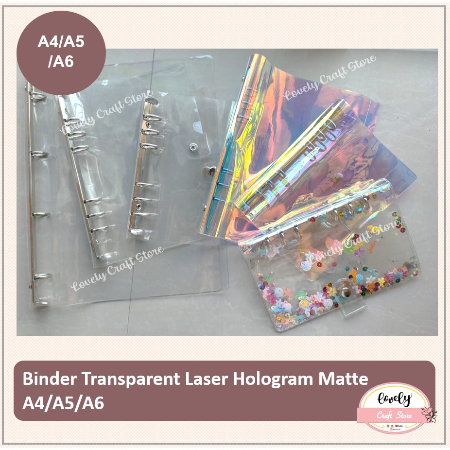 

LovelyCraftStore File Binder Transparent Binder Laser Hologram Binder Matte A4/A5/A6