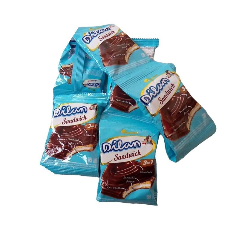 

Dilan Sandwich 3 In 1 Cokelat Vanilla Isi 10 Pcs