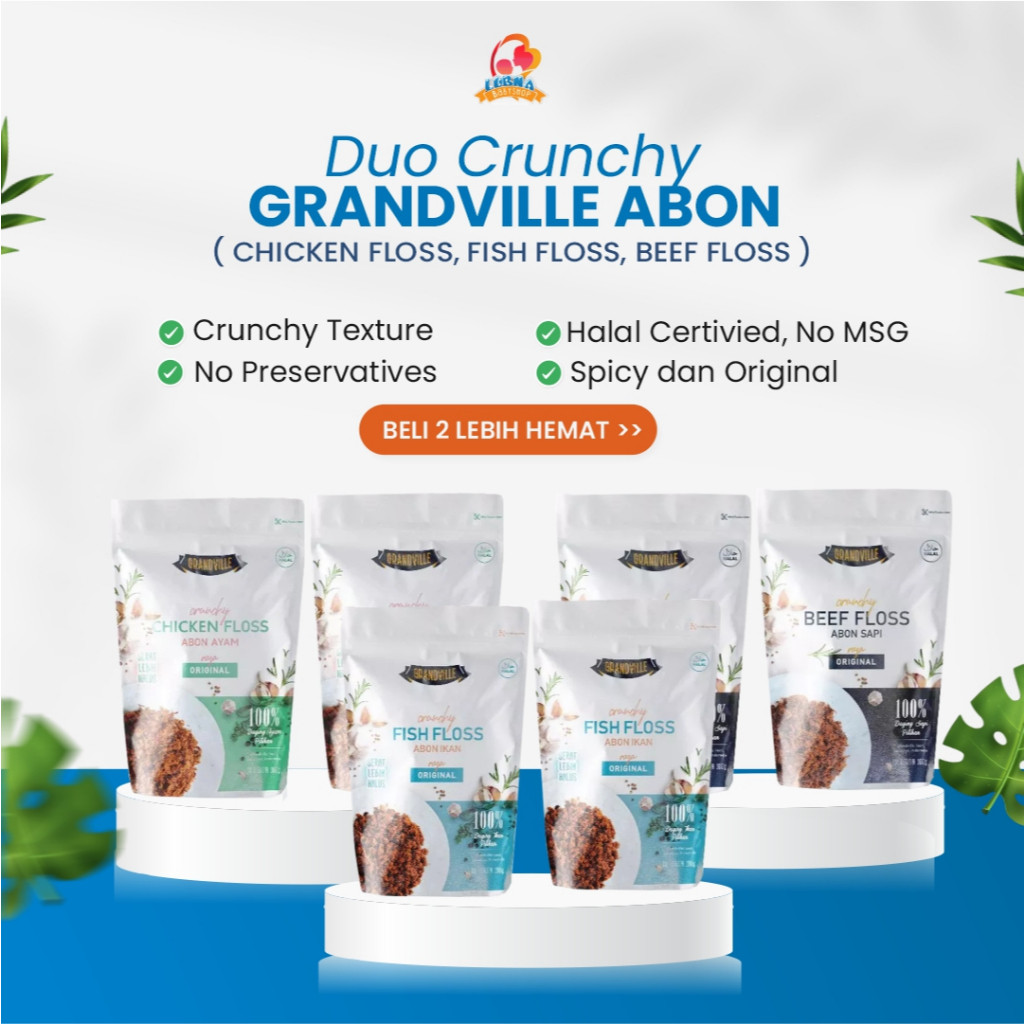 

Grandville (2 Pack) Abon Ayam / Abon Ikan / Abon Sapi Crunchy Floss MPASI Makanan Ringan Anak