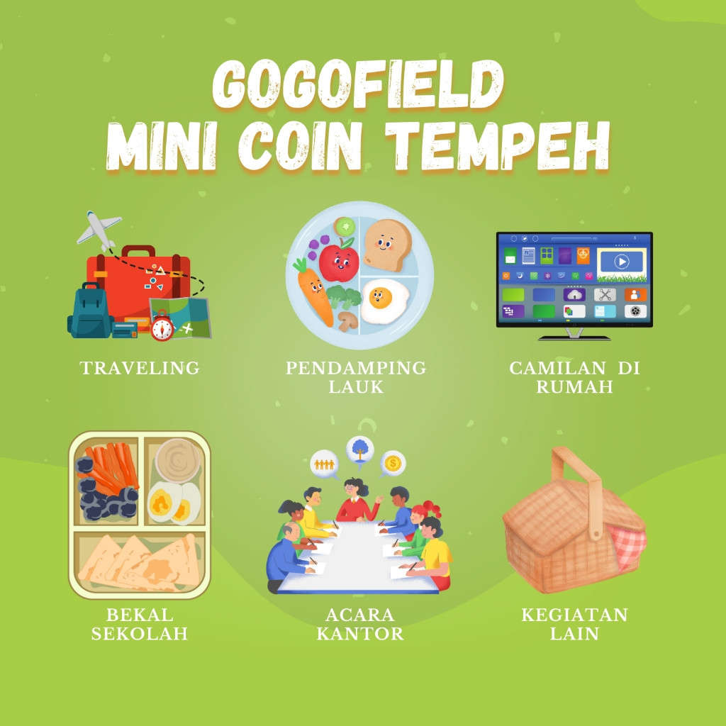 

Gogofield Crunchy Tempeh 65gr / Tempe Krispi / Mini Koin Temppe Non MSG