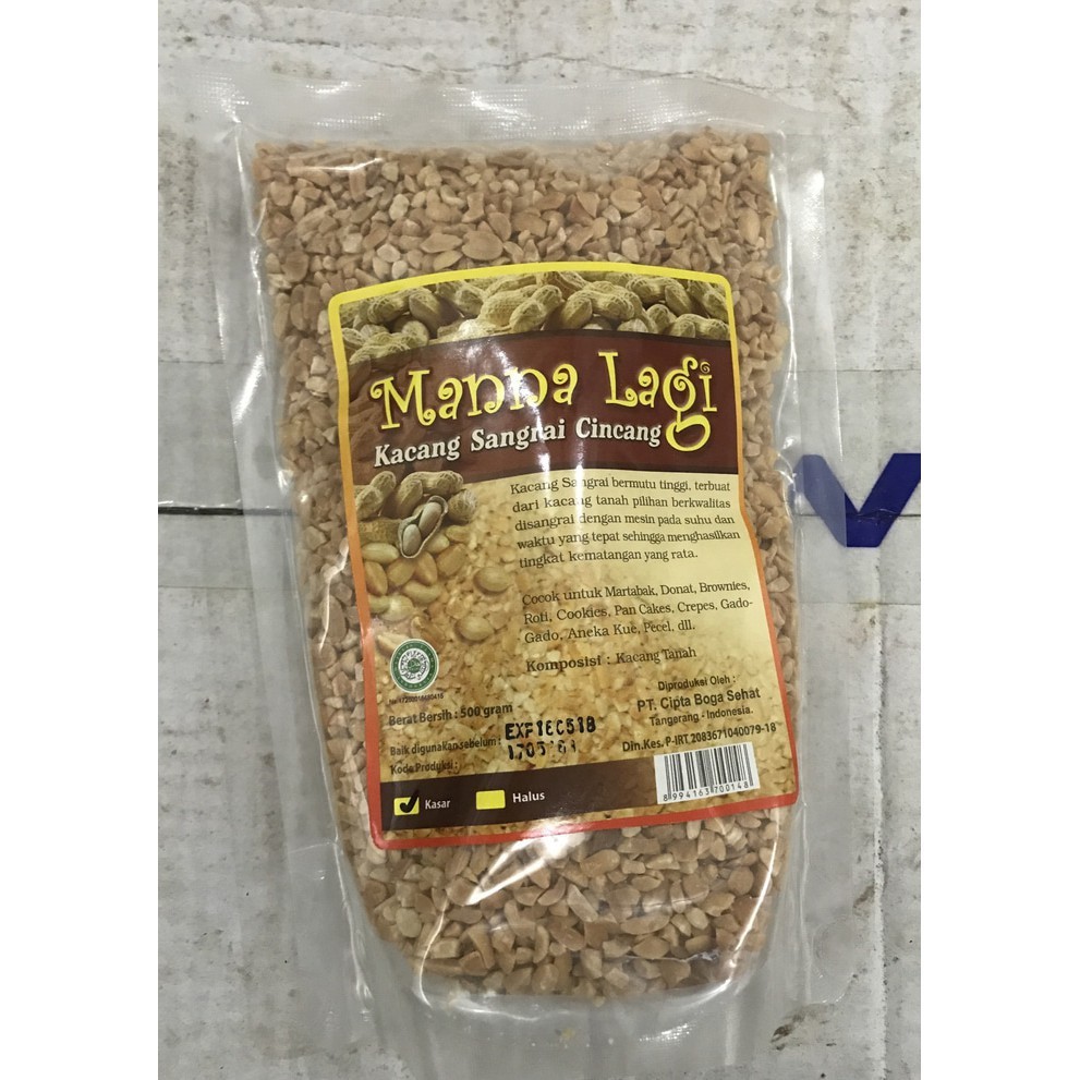 

Kacang Tanah Cincang Sangrai Manalagi (Sedang/Kasar) Kemasan 500gram