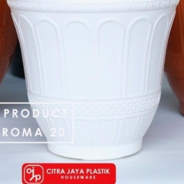 New POT ROMA UKURAN 30 CM WARNA PUTIH TANAMAN BUNGA MERK CJP