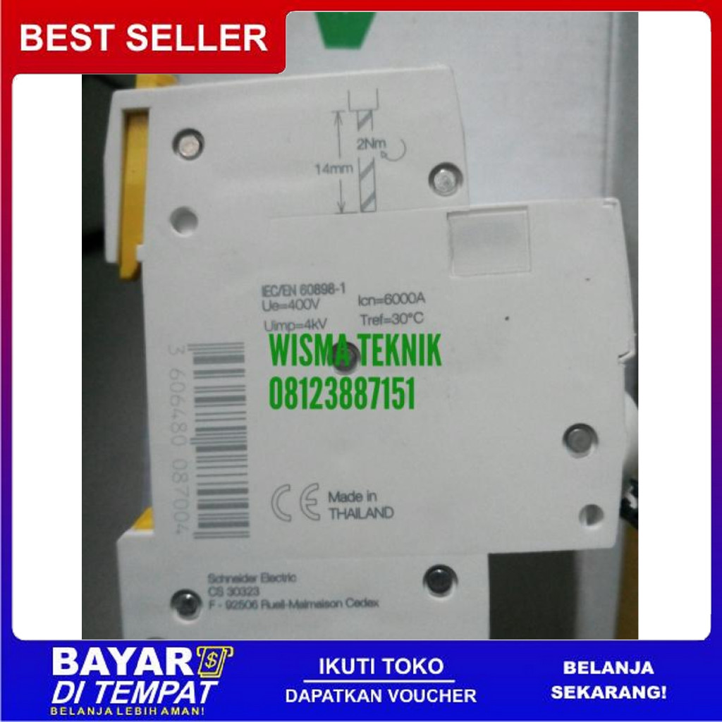 FREE ONGKIR MCB SCHNEIDER 1P 6 AMP SCHNEIDER 6KA NO REF A9K27106 IK60N BISA COD