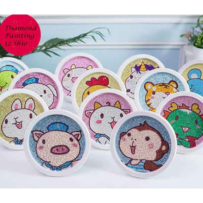 Terlaris 5D Diamond Painting DIY Kids Craft lukisan kristal FREE Frame -12 Shio