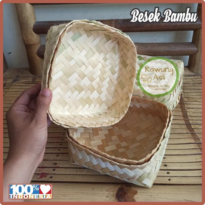Besek Bambu Pipiti Kotak Anyam 18x18 Sepasang