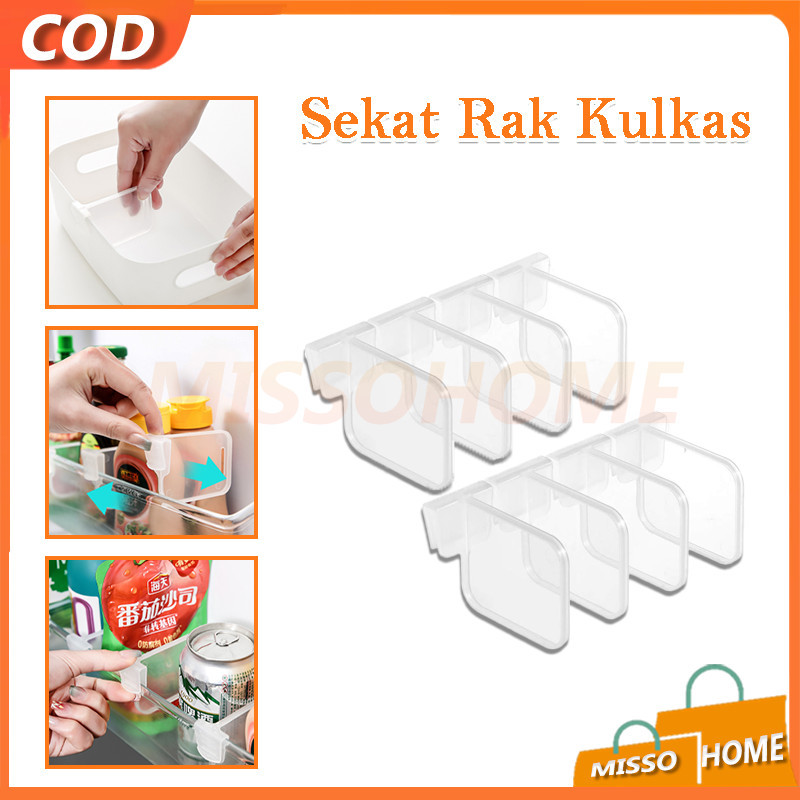Sekat Serbaguna Organizer Kulkas / Klip Pembatas Kulkas Serbaguna / Sekat Rak Kulkas / Kulkas
