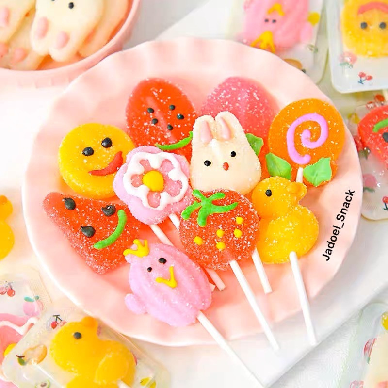 

GROSIR - Permen Gummy Lolipop Lunak 30 X 10 GR Rasa Buah By Jadoel_Snack