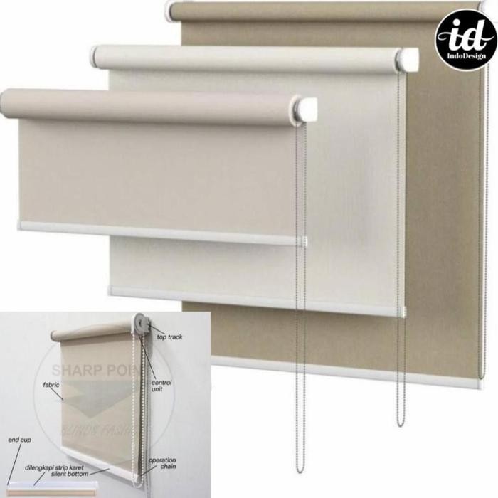Roller Blind / Tirai Gulung / Penutup Jendela 100% Blackout ( Sharp Point )