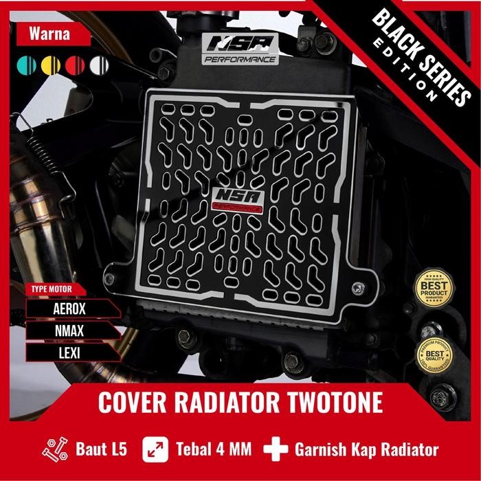 ASLI NSA COVER RADIATOR YAMAHA Two Tone BLACK SERIES Tutup Radiator NMAX AEROX LEXI NEW/OLD Akrilik