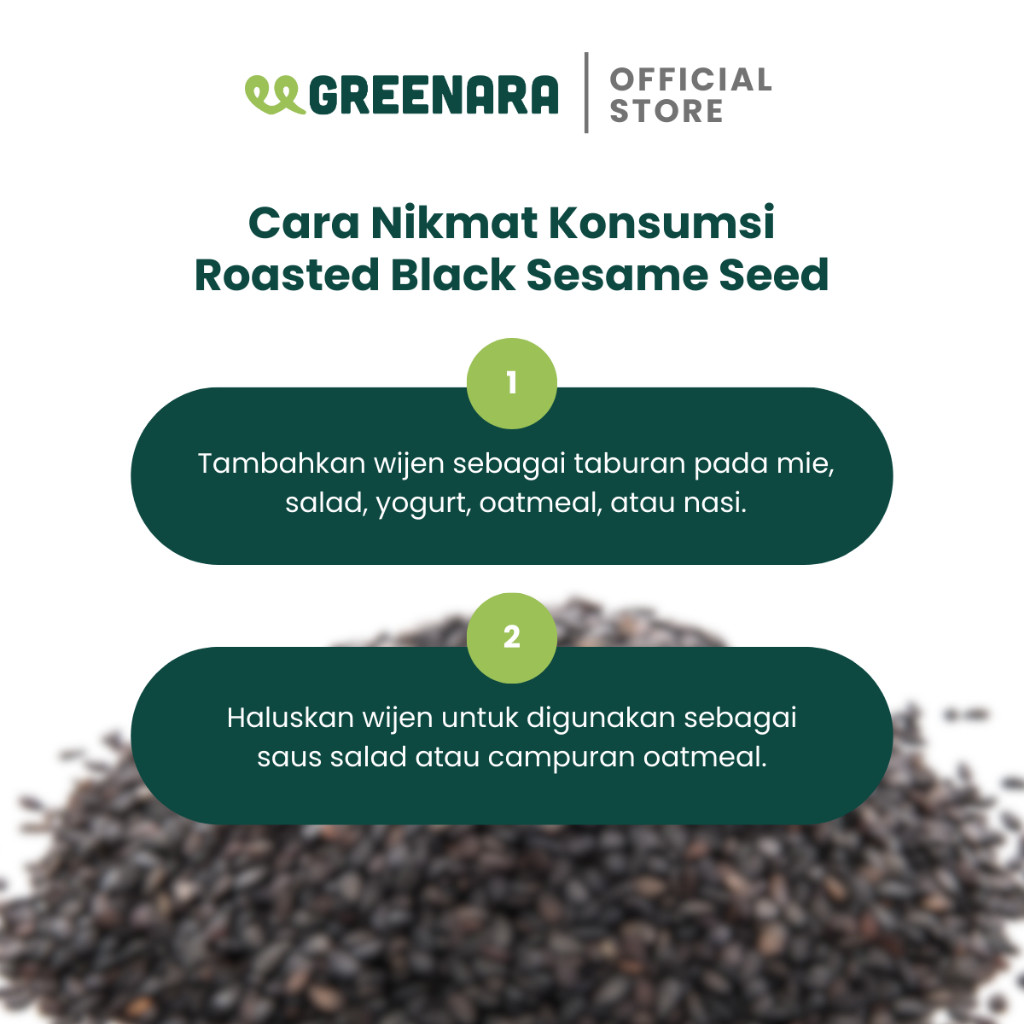 

Greenara - Wijen Hitam Panggang 1Kg / Roasted Black Sesame Seed