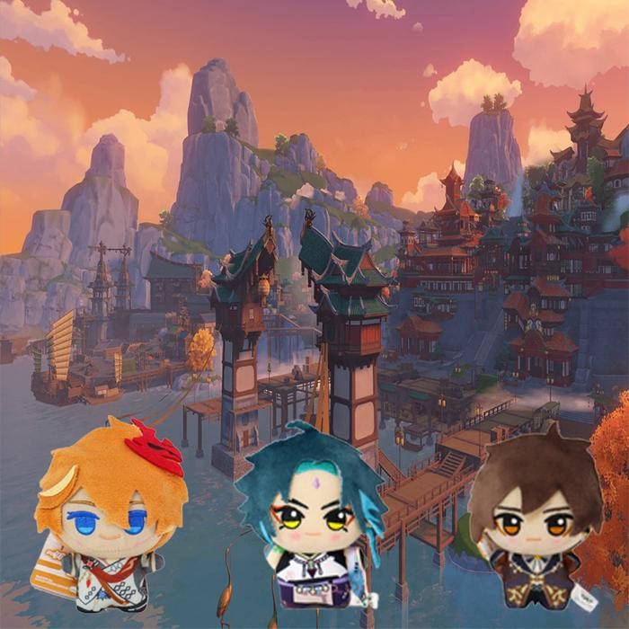 Cod Boneka Anime Genshin Impact Zhongli Xiao Tartaglia Plush Doll Pendant Figures Toys Game Cute