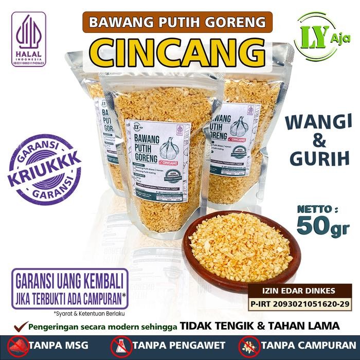 

JTTOP" BAWANG PUTIH GORENG CINCANG LY AJA 50GR - ASLI, MURNI, TANPA TEPUNG & MSG