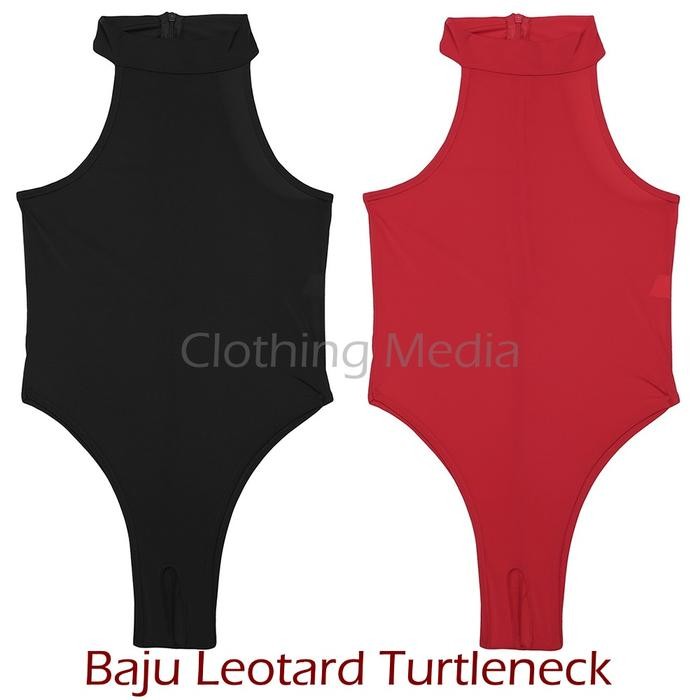 Baju Leotard Silky Turtleneck Open Crotch Tanktop Kerah Bodysuit Thong Harga Promo