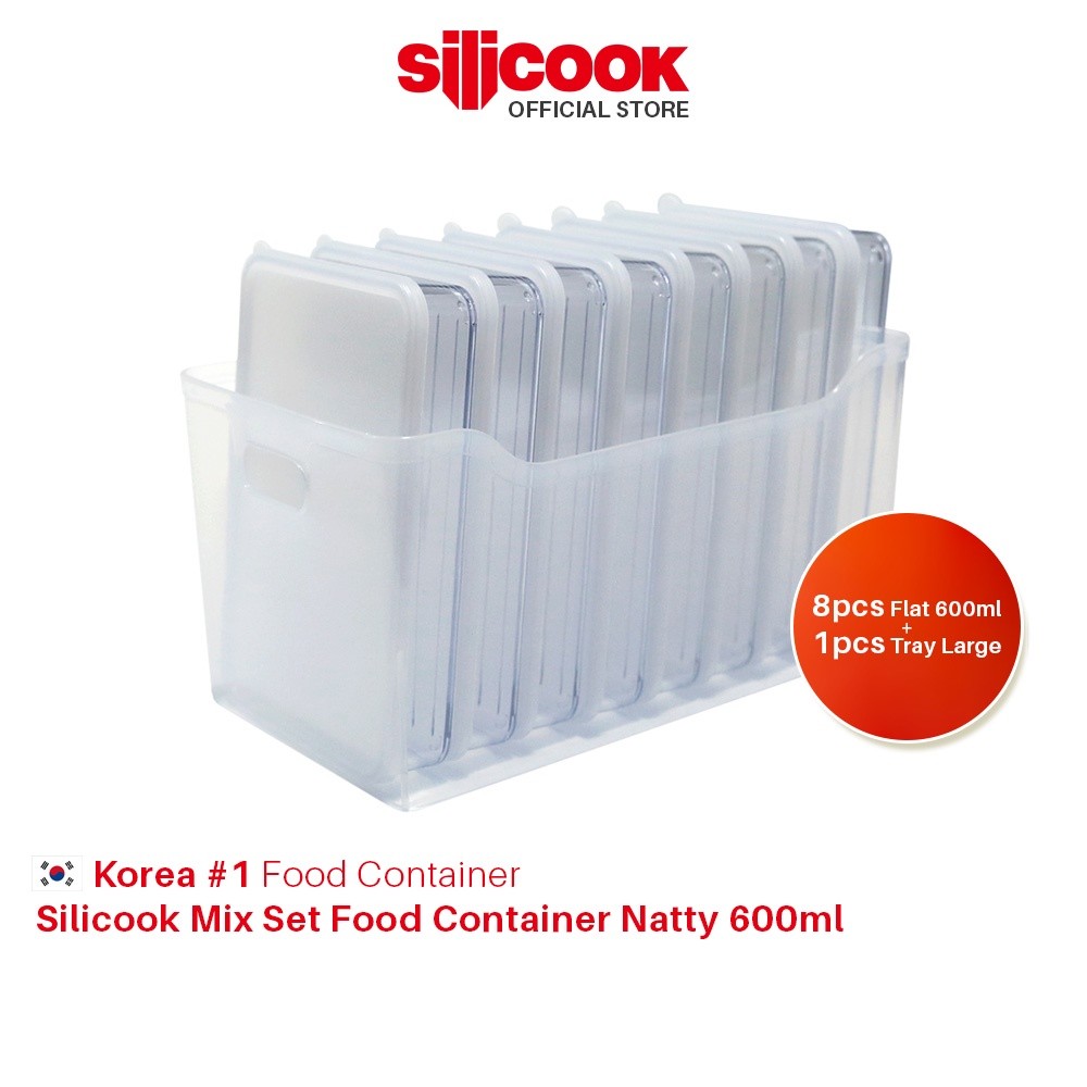 Ready Silicook Mix Set Food Container Natty 600Ml (8Xflat 600Ml + 1 Tray Large) - Food Container