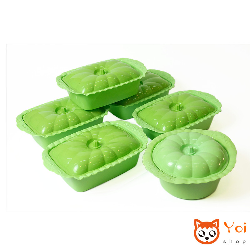 NEWW Yoi - 5+1=6pcs Prasmanan Set / Basi Persegi 5PCS + Basi Bulat 1PCS / Set Prasmanan Plastik /