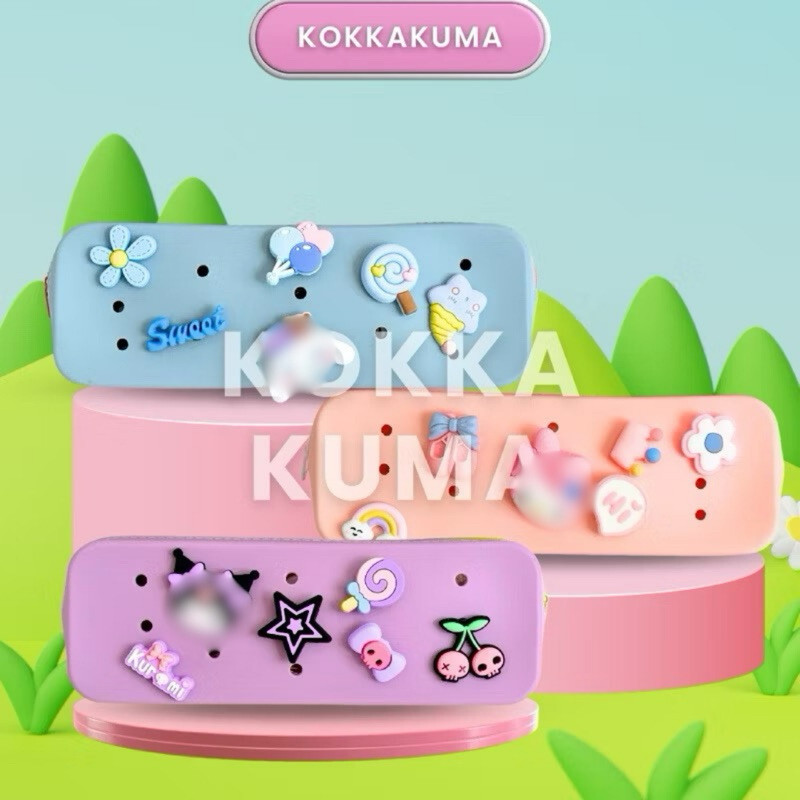 

( KKM ) KOTAK PENSIL JIBBITZ CUTE PENCIL CASE BAHAN SILIKON TAHAN AIR ADA BANDUL KARAKTER KARTUN