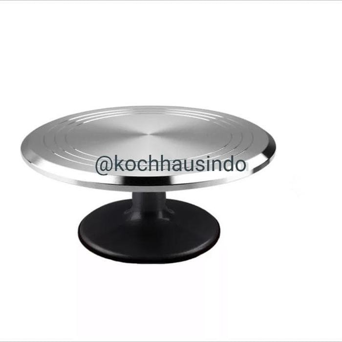 

12" Revolving Cake Stand Meja Putar Stainless Lazy Susan Hitam Black