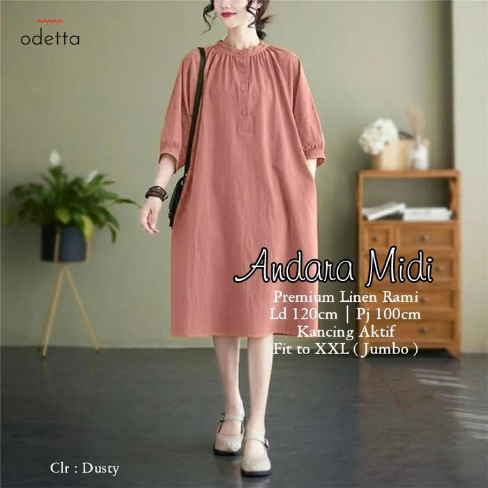 PREMIUM Midi Dress Jumbo Bigsize Wanita Terbaru ANDARA