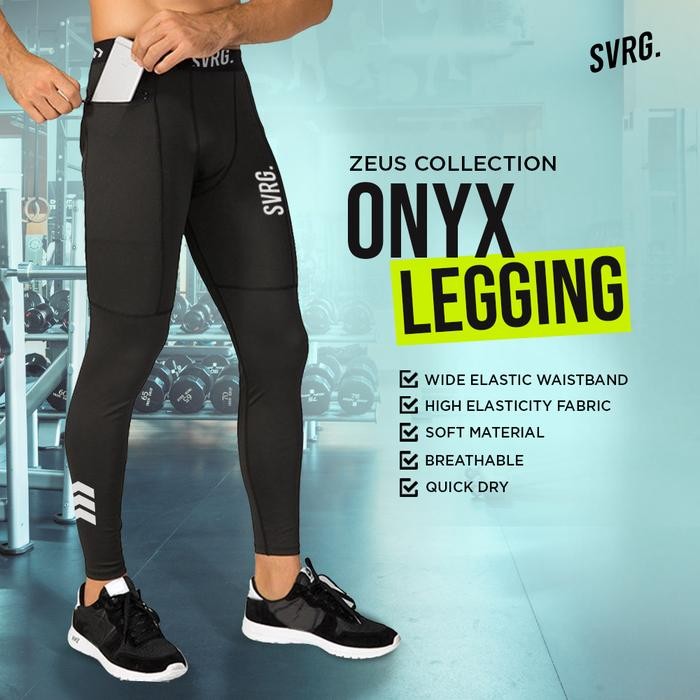SVARGA ONYX Celana Legging Sport Pria Celana Spandex Strit Olahraga