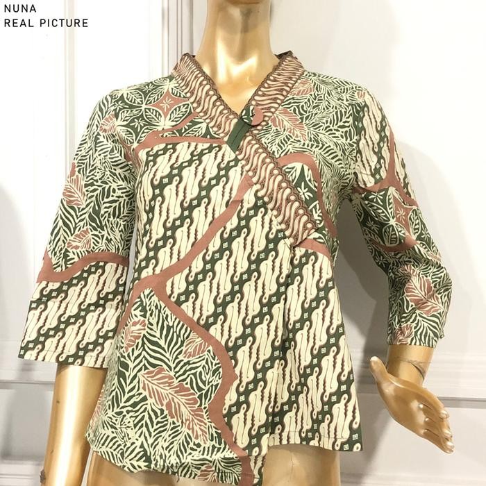 PREMIUM Nuna Atasan Batik Lengan Panjang Wanita Model Kimono Blouse Batik Perempuan Baju Batik Cewek