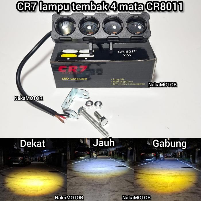 CR7 Lampu Tembak 4 Mata CR8011 High Low Kuning Putih Full Aluminium Waterproof