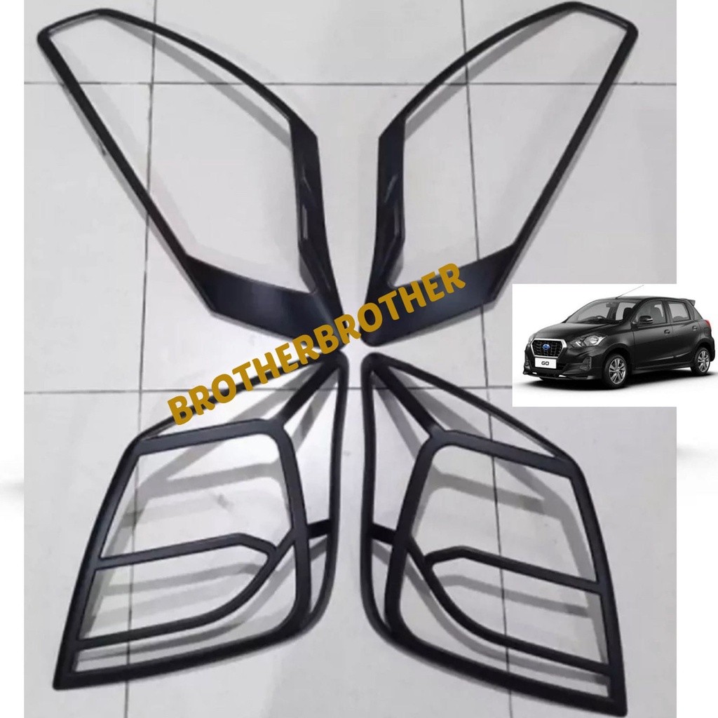 PAKET GARNISH LAMPU DEPAN BELAKANG DATSUN GO PANCA GO+ HITAM CHROME