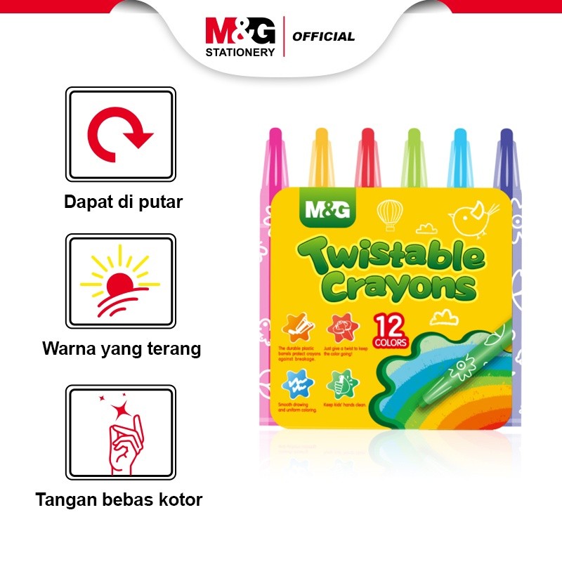 

LINDU M&G Crayon Collection 12/18/24/36 Warna Motif Lucu Kucing / Twistable / Triangle / Round /