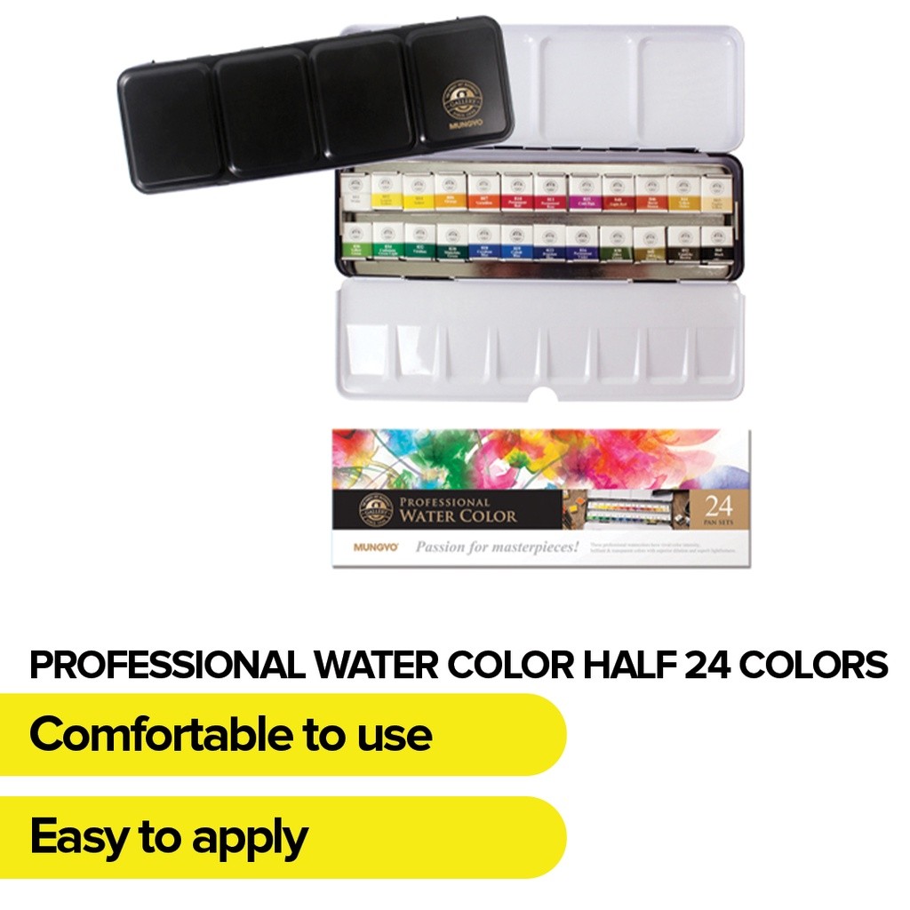 

LINDU Mungyo Official - Professional Watercolor Pan Set - Half Size 24 Color Set