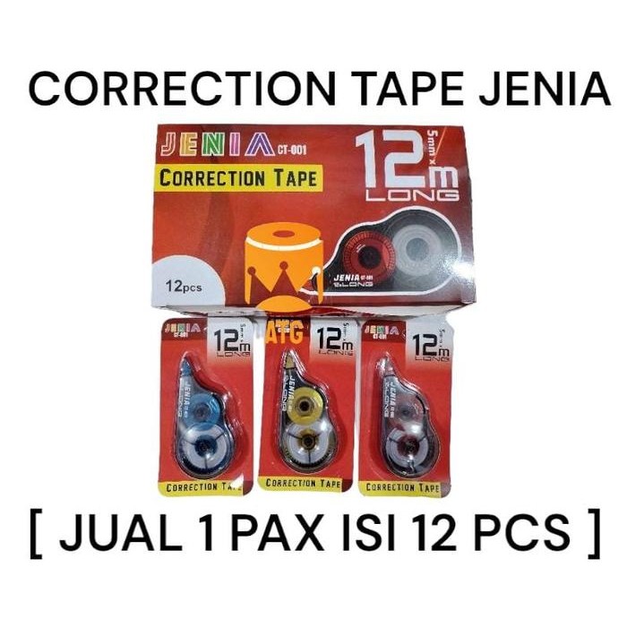 

Ready JT PAKET 1 BOX ISI 12 ~ ATG ~ Tipe-X Kertas / Corection Tape Jenia 12M Kartun Lucu Tip X Tipex
