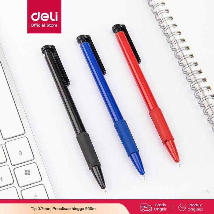 

Ready JT Deli Ballpoint Retracable Pen / Pulpen Bolpoin Cetek 0.7mm 6546S