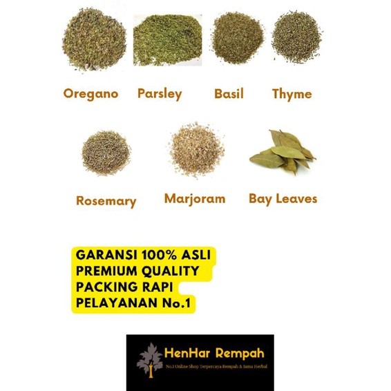 

[10 gr & 25 gr & 50 gr & 100 gr] Oregano Parsley Basil Rosemary Thyme Marjoram Bay Leaves
