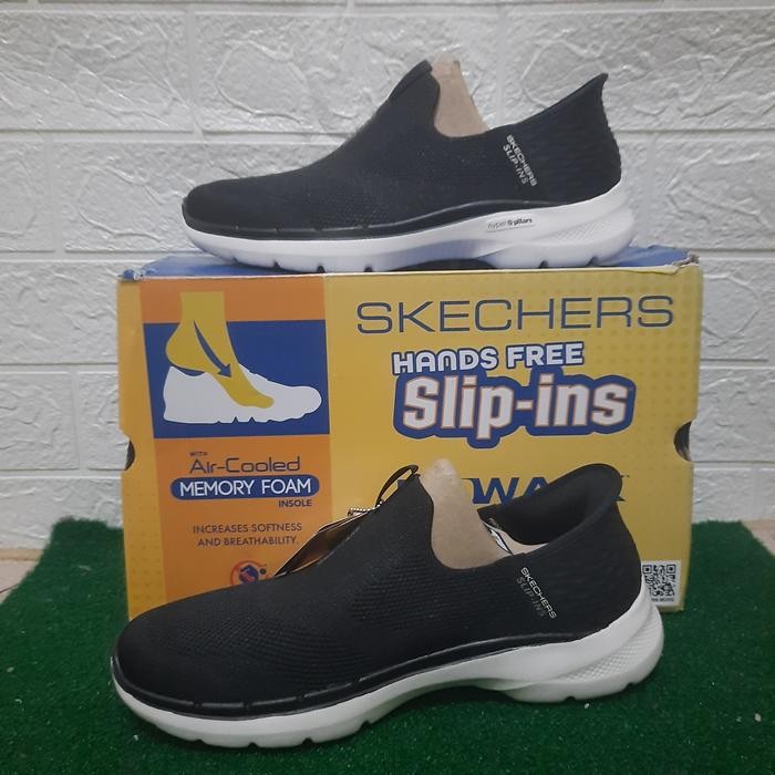 BEST SELLER sepatu slip on wanita skechers go walk 6 fabulous view 124569 /BKW