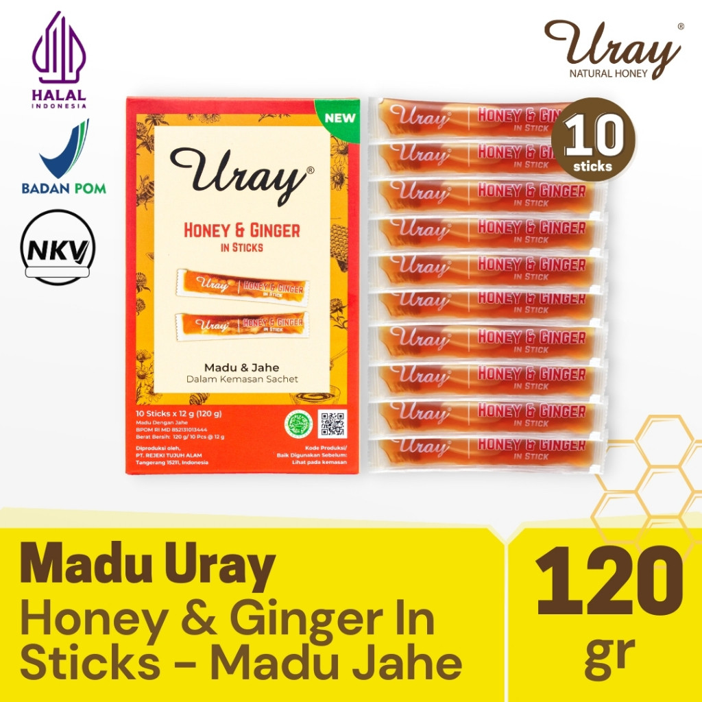 

Bundling 6 Madu Uray Honey & Ginger In Sticks 120gr - Madu Hutan