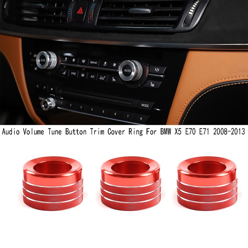 Air Conditioner Knob Audio Volume Tune Button Trim Cover Ring For BMW X5 E70 E71 2008-2013